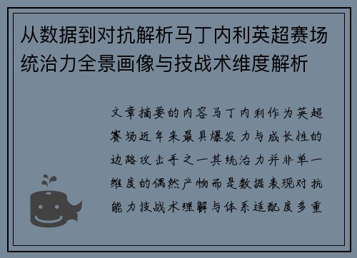 从数据到对抗解析马丁内利英超赛场统治力全景画像与技战术维度解析 从数据到对抗解析马丁内利英超赛场统治力全景画像与技战术维度解析